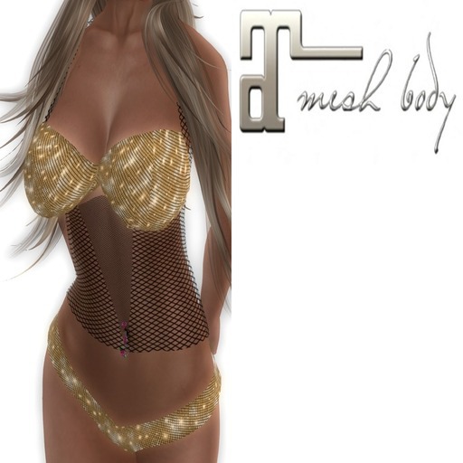 SWIMSUIT - CHEEKY GOLD MIDDLE NETTED - MAITREYA B