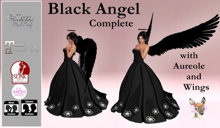 Sweet Angel Black Look 2 *with Wings and Aureole