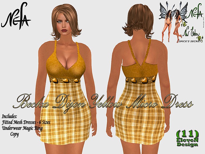 NEFA 149M Becka Dijon Yellow Micro Mesh Dress  Boxed