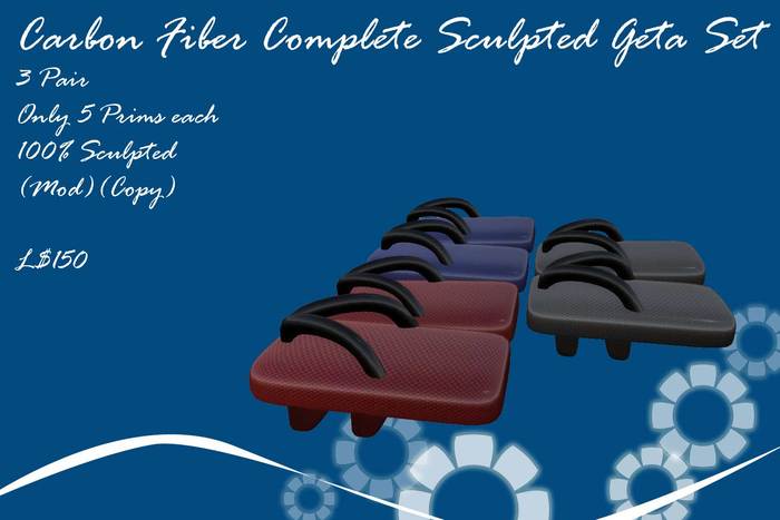 Black Red & Blue Carbon Fiber Geta Set Box