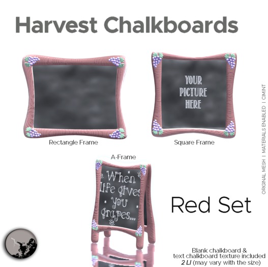 *PC* Harvest Chalkboards Red PROMO-PRICE 50% OFF