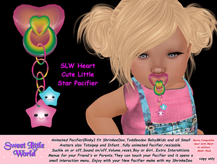 SLW Heart Cute Little Star Pacifier New