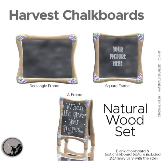 *PC* Harvest Chalkboards Natural Wood PROMO-PRICE 50% OFF