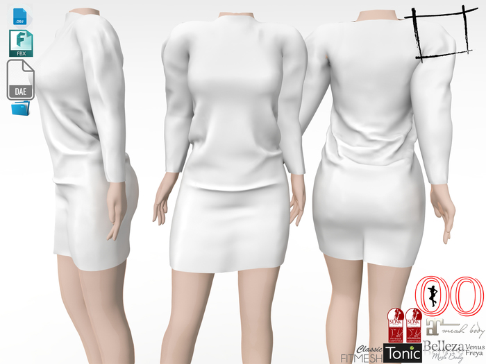 Dae Obj FBX Women's Mini Jumper Dress Maitreya, Slink, Belleza, Tonic