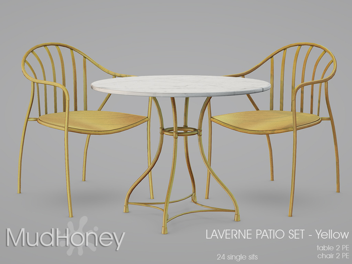 Second Life Marketplace MudHoney Laverne Patio Set Yellow
