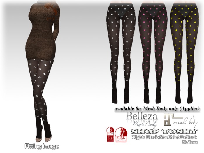 *SHOP Toshy*TightsBlackStarPrintFatPack