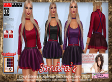*Sondra's Long Sleeves Minidress+Belt+Suspenders TRIO (add)