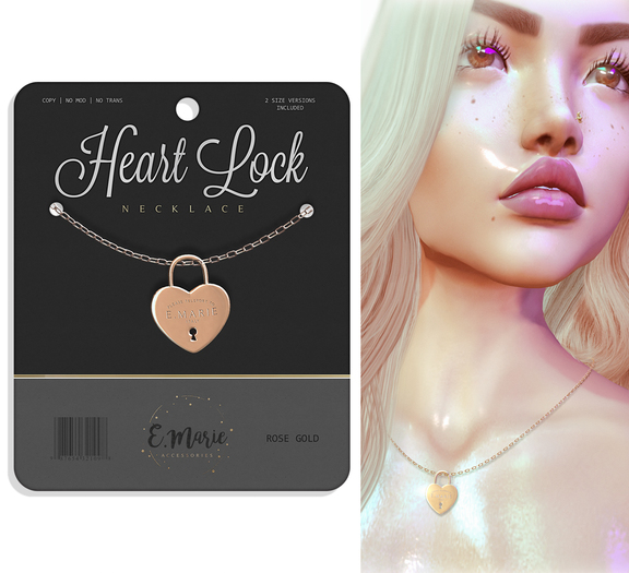 e.marie // Heart Lock Necklace - Rose Gold (wear to unpack)