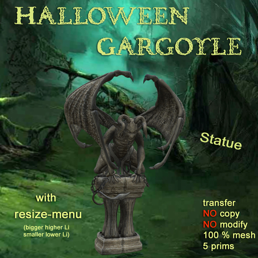 Halloween Gargoyle Statue (stone) / resize-menu mesh TV /boxed