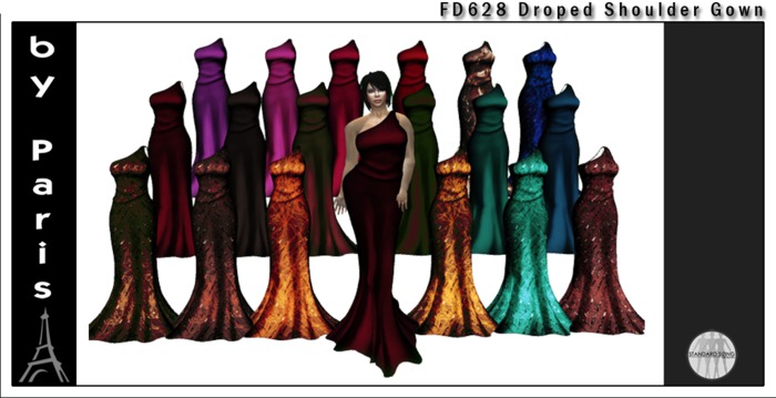 FD628 Droped Shoulder Gown