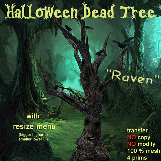 Halloween spooky Dead Tree "Raven'" (resize-menu) mesh TV5 (boxed)