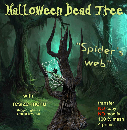 Halloween spooky Dead Tree "Spider's Web" (resize-menu) mesh VK3 /box