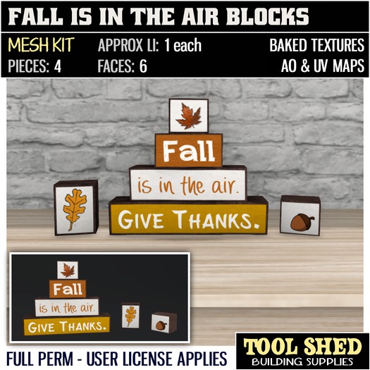 Tool Shed - Fall Is In The Air Blocks Mesh Kit - Autumn Decoration