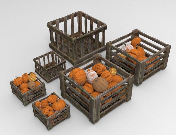Pumpkins in boxes ( halloween )