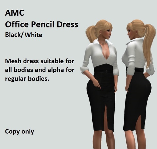 AMC Dress - Office Pencil - White