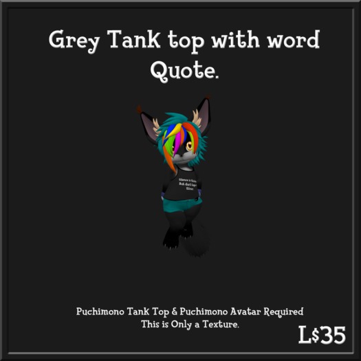 Puchimono Grey Tank Top Texture w/Quote BOXED