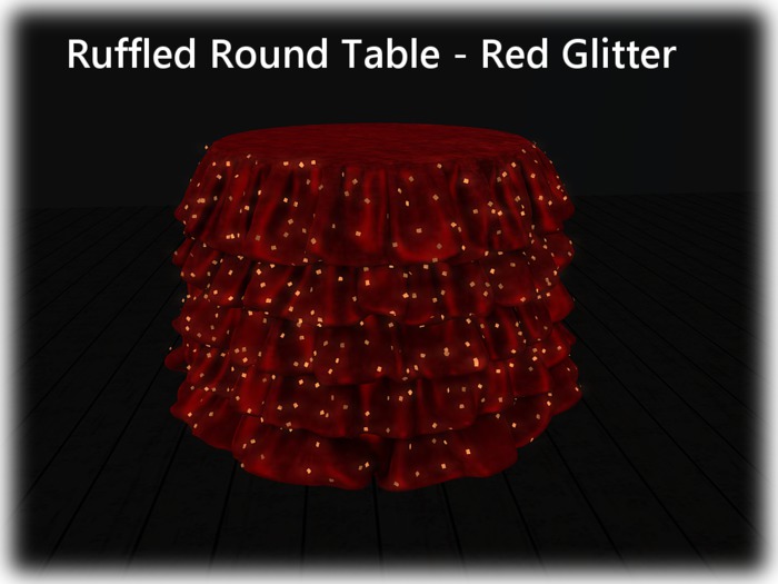 Round Ruffled Table - Red - Glitter