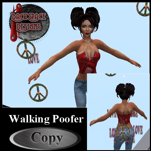 walking poofer peace love