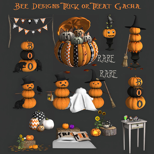 .:Bee designs:. Trick or Treat -Kitten pumpkin RARE