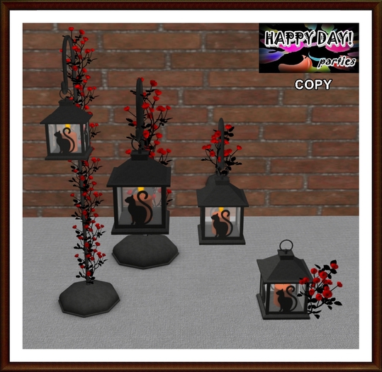 Halloween - Black Cat Lanterns Red - Set
