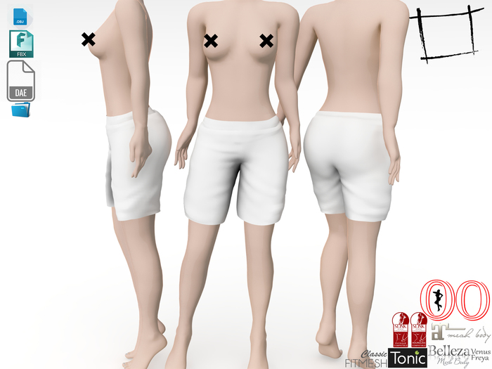 Dae Obj FBX Women's Short Pants Showing Underwear Maitreya, Slink, Belleza