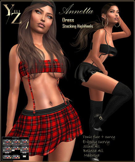 YELIZ MESH "ANNETTA" DRESS w. StockingHighHeels with HUD