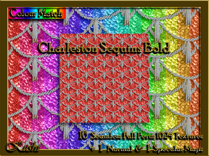 !Kushi! CharlestonSequinsBOLD Textures -WEAR TO UNPACK