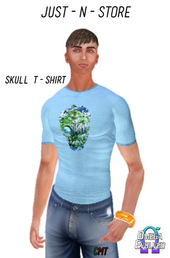 JustNstore blue skull shirt add