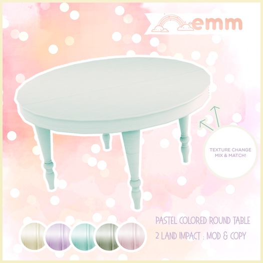 *. emm { pastel colored round table }
