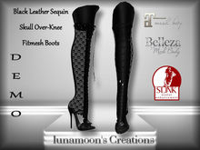 DEMO PACKAGE for Black Leather & Sequin Skull Fitmesh Boots