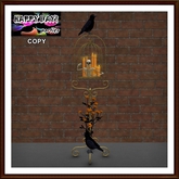 Halloween - Cage with Skeleton Crow and Orange Flowers