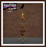 Halloween - Cage with Crow Candle and Orange Flowers