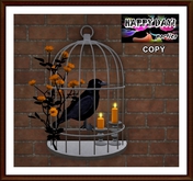 Halloween - Cage Wall with Crow Candles and Orange Flowers