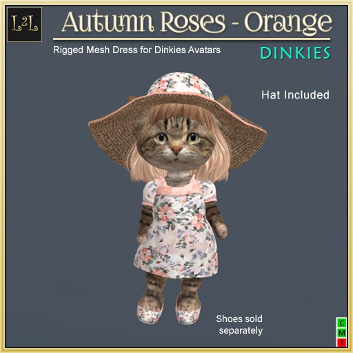 L2L Autumn Roses Dinkies Dress - Orange