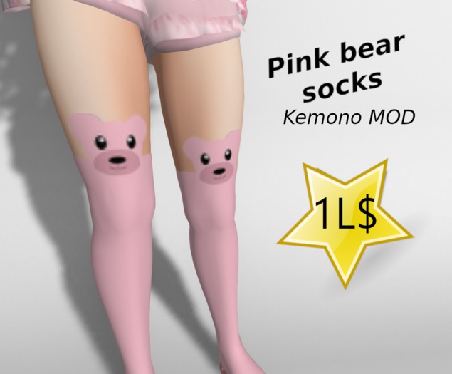 Pink Bear Socks (Kemono mod)