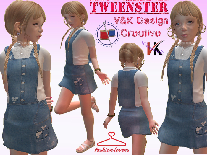 V&K Design Tweenster mice Jeans Dress/Sandals