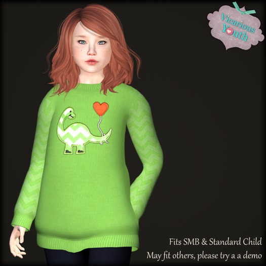 {V*Y} Cozy Sweater - Chevron Dinosaur