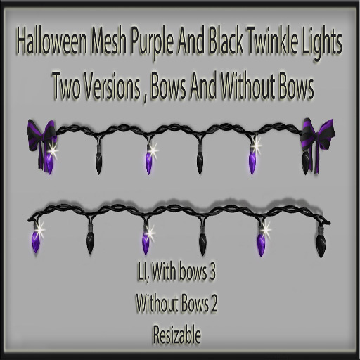 Second Life Marketplace - Halloween Mesh Purple / Black Twinkle lights Set