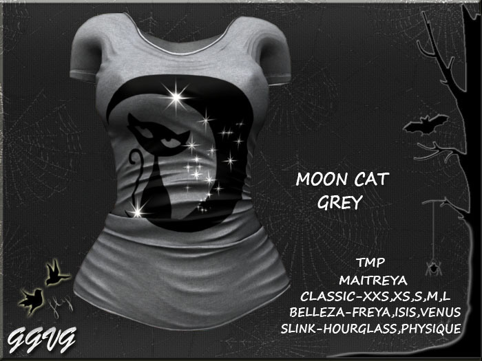 SHIRT MOON CAT GREY