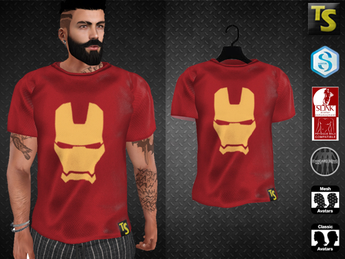 (TSinc.) T-shirt Mens Mesh "Iron Red"  (Box)
