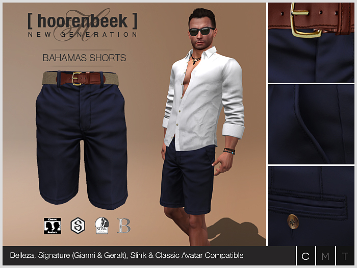 [ hoorenbeek ] Bahamas Shorts  - BOX  - Navy Blue[wear me]