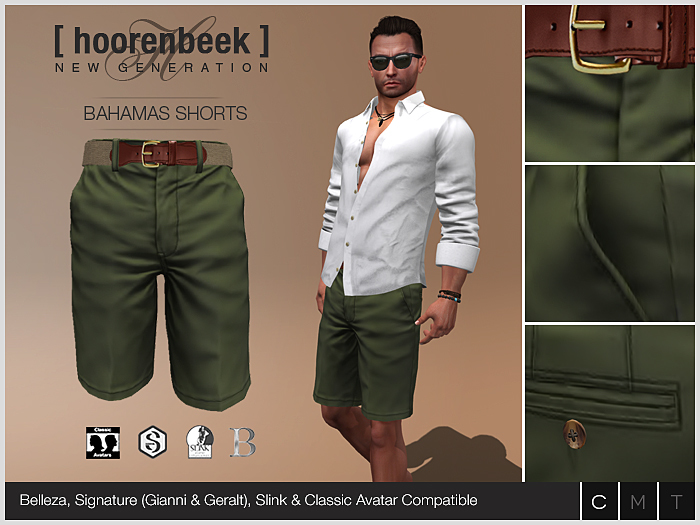 [ hoorenbeek ] Bahamas Shorts  - BOX  - Olive [wear me]