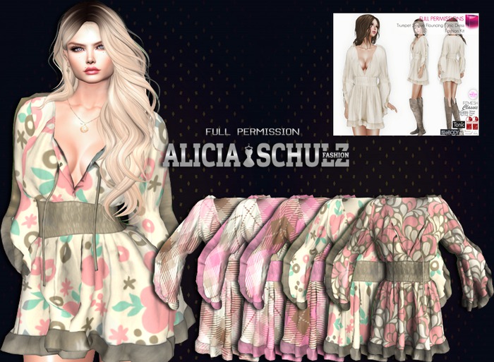 [ASFP] Texture for Trumpet Sleeve Flouncing Tunic Dress Fitmesh 1