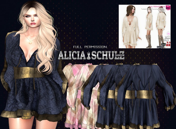 [ASFP] Texture for Trumpet Sleeve Flouncing Tunic Dress Fitmesh 6