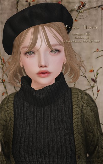 Second Life Marketplace C Est La Vie Luna Hair Fatpack 31colors Change Hud 12 Beret Color Change On Off Hud
