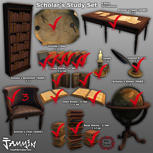 [Jammin] Scholar's study - 5 RARES- 21 piece set