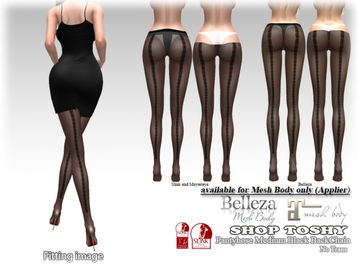 *SHOP Toshy*PantyHoseMediumBlackBackChain