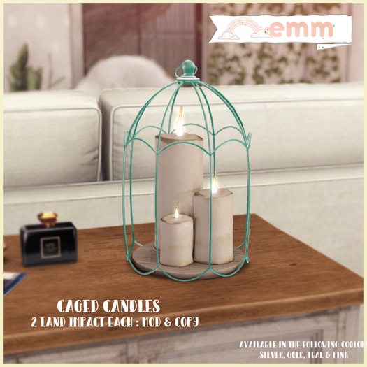 *. emm { caged candles } colored set