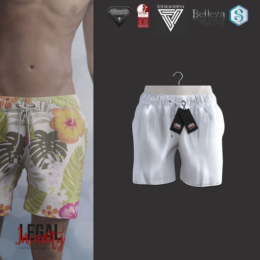 Legal Insanity - Milo white swim trunks