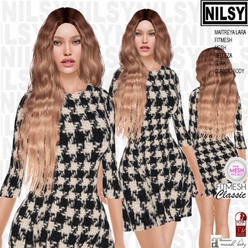 NILSY TWEED DRESS,maitreya,mesh,fitmesh,belleza,slink